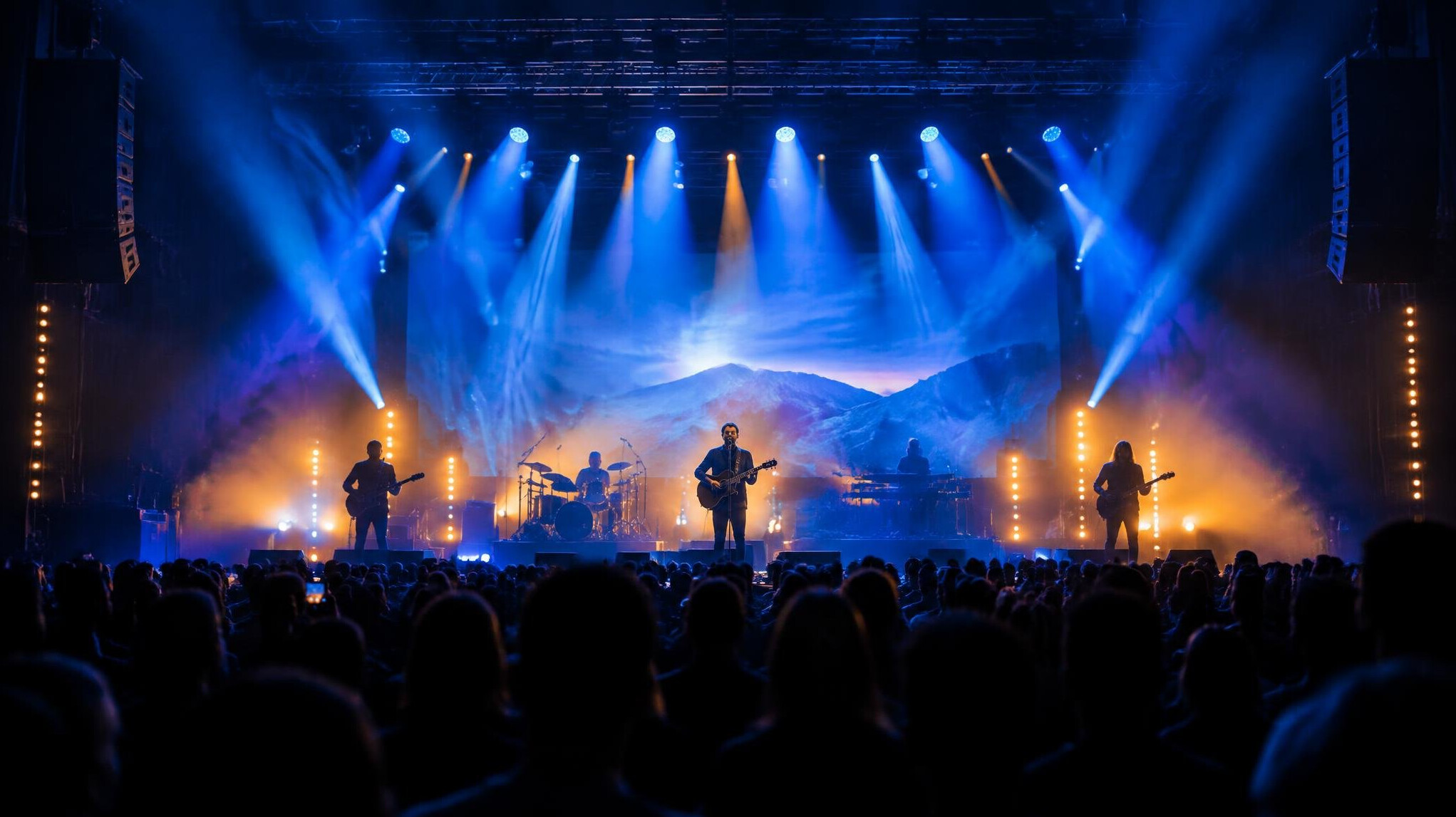 Live event with stage lights and audience